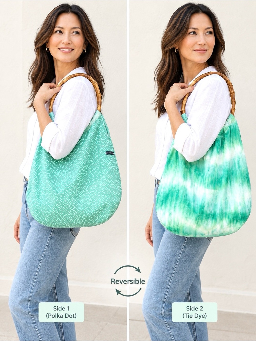 LANDS END Reversible Hobo Bamboo Bag